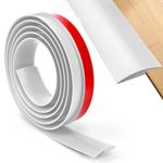 DIKEBAO 2M Self Adhesive Carpet Trim Strip PVC Carpet Edge Strip Peel and Stick Floor Transition Strip Rubber Floor Edging Trim Strip Laminate Door Strip for Tile/Wood/Laminate, 5mm Threshold White