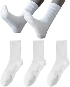 Pilates Socks with Grips for Women, vvallis Pilates Grip Socks, Non Slip Yoga Socks, Barre, Dance, Barefoot Workout, Pregnancy, Hospital, Anti Slip Womens Socks (3 White)