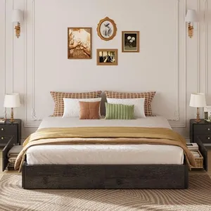 LIKIMIO King Bed Frame with Storage, 4 Drawers and Heavy Strong Metal Support Frames, Solid Stable, Noise-Free, No Box Spring Needed, Easy Assembly, Charcoal Grey