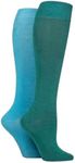 SockShop Bamboo Knee High Socks - Womens Long Socks in Plain and Striped Designs, Fun, Fashionable in Bright Colours, Soft and Breathable for Comfort, Pack of 2 Pairs Size 4-8 Storm