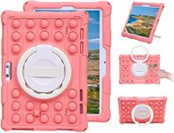 Sfulatdc Silicone Tablet Case with 360 Rotating Kickstand Handle/Shoulder Strap Compatible with Digiland DL1036 10.1",Dragon Touch Notepad K10/Max10,Pritom M10,Winsing 10 Rose