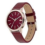 Lacoste Analogue Quartz Watch for Women with Burgundy Leather Strap - 2001092