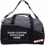 6 Center Court Duffel Bags Set - Customizable Text, Logo - Polyester, Zippered, Front Pocket, Adjustable Strap - Grey