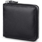 Huztencor Zipper Wallet Men Leather RFID Blocking Wallets for Men with ID Card Window Secure Zip Around Bifold Wallets Black