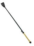 PETS TRIANGLE 27” Leather Riding Crop Gold Crystal Handle Style Wide Flap (Black)