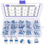 TWTADE 150 Pcs 15 Value 100 ohm- 2M ohm Trimpot Variable Resistor 6mm Potentiometer Assortment Kit package in a Clear Plastic Box CA-DWJ-150P