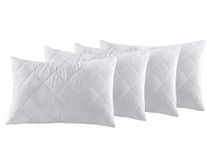 Dream Homme Down Alternative Luxury Pillows Set of 4 | 100% Organic Cotton Fabric with Premium Cloud Microfiber Filling, 17x27 Inches, Moon White (Quilted Pillow, Pack of 4)