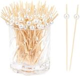 Cocktail Picks Flavored Food Picks Cocktail Toothpicks Wood 150pcs Bamboo Toothpicks 4.7in Accessories Skewers for Appetizers Party Favors White Long Toothpicks (A)