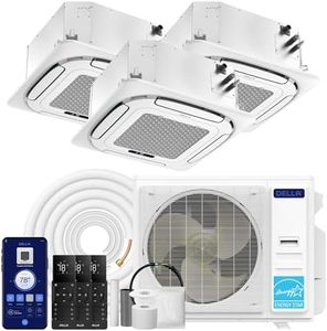 DELLA 42000 BTU 3 Zone (12K+18K+23K) Ceiling Cassette Mini Split AC, Covers 3050 Sq.Ft, Energy Star 22.5 SEER2 230V, Ultra Heat -13℉, 8-way 360° Airflow, Alexa Control,Pre-Charged Heat Pump,25ft Kit