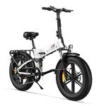 ENGWE Folding Electric Bike 250W E-Bike Adult, 20"×4.0" With Thick Off-Road Tyres, 48V 13Ah Replaceable Lithium Battery Range Up To 120KM, 25KM/H 7-Speed Full Suspension Ebike (White)