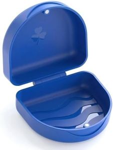 ARGOMAX Retainer Case and Aligner Cleaner Box - Orthodontic Braces Container for Night Guard, Dentures, Essix Trays - Portable Mouthguard Holder - Blue
