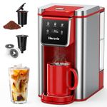 Single Serve Coffee Maker for K-Cup Pod and Grounds, Hot and Iced Coffee Maker with 5 Brew Sizes, 50oz Removable Reservoir, Fast Brewing One Cup Coffee Machine, Stainless Steel, Silver