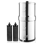 Phoenix Gravity 6 Litre Gravity Fed Stainless Steel Drinking Water Filter with 2 Phoenix Carbon Water Filter Cartridges, Stainless Steel Tap