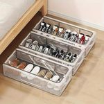 Parssufy Shoe Storage Box, Shoe Organizer for Closet, Clear Plastic Stackable Shoe Boxes, Space Saving Foldable Sneaker Shoe Rack Containers Bin Holder (1), 60 x 30 x 15 Cm