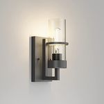 Tipace Black Wall Light Fixtures,Industrial Wall Sconces Clear Glass Wall Mount Sconce,Wall Lamp for Living Room Bedroom Hallway(Bulb not Include)