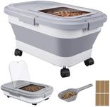 YIBOBO 1Set Wood Pellet Storage Containers with Scoop and Stickers, Airtight Pellet Bin Pellet Bucket, Collapsible Pellet Box with Magnetic Lid, Rolling Wheel for Grill and Smoker (18lb)