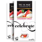 TE-A-ME Strawberry Cream Tea, 25 Bags (Pack of 2) | Fruit Tea Bags | Caffeine Free | 50 Tea Bags