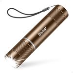 Blukar LED Torch Rechargeable, 2000L Super Bright Adjustable Focus Flashlight,4 Lighting Modes,Long Battery Life,Waterproof Pocket Size Torch for Power Cuts, Emergency, Camping, Hiking, Outdoor-Brown