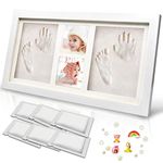 TENQUAN Baby Footprint Kit Handprint Caly Kit Photo Frame Keepsake Kit with 6 Packs Clay Picture Frame Kit Memorable Shower Gift for Newborn Infant Baby Girl Boy