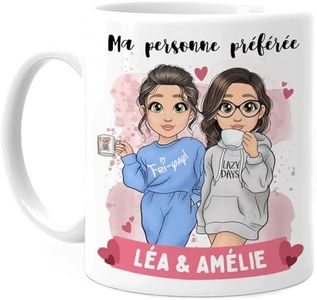Cupdarling® Tasse Personnalisable Meilleure Amie - 2 Amies - Idee Cadeau Femme Anniversaire Original - Cadeau Pour Une Amie - Mug Personnalisé Amies - 330 mL Céramique