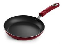 KICHLY Aluminum Non-Stick Induction Frying Pan 24 cm with Heat-Resistant Riveted Handle, Anti-Scratch Egg and Omelette Pan, Suitable for Electric, Gas and Induction Hobs (Red)