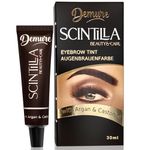 Demure Eyebrow Dye Kit, Professional Formula Brow Tint - contains Argan Oil & Castor Oil (Omega 6, Carotene, Vitamins А, Е, F), Fast and Safe Results (3.0 Dark Brown)