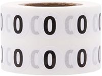 Number 0 Stickers 12.7 mm 0.5 Inch Round 1000 Count