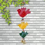 CRAZECULTURE Bird Hanging Colorful Handmade Emboss Hand-Painted Latkan Decoration Show Piece for Garden Balcony Home Office Cafe Festival Decorative in Wooden 16 inches