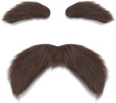 Brown Mustache and Eyebrows, Novelty Cosplay Costume Accessories, Reusable Stick-on Fake Beard Mustaches Bushy Eyebrows for Dressup Day Halloween Party Favors Men Women