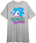 Bioworld Sonic The Hedgehog Women's Heather Gray Sleep Shirt-Small