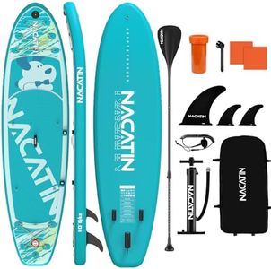 NACATIN Inflatable Stand Up Paddle Board 10'6'' for All Skill Levels, Dog Anti-Slip Pad & Non-Slip Deck, Full SUP Accessories & Backpack, Stable for Lake/Yoga/Fishing – Pet-Friendly for Adults & Youth