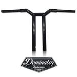 Dominator Industries 1 1/4 Inch Lane Splitter MX-T Bar, 14 Inch Rise, Gloss Black for 1996-2018 Dyna, Softail and Sportster