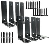 Jikacok Shelf Brackets. Premium Heavy Duty 4" x6" Brackets. L Brackets For Shelves & L Shelf Brackets Heavy Duty, Black Metal Shelf Brackets With Mounting Hardware. Black L Heavy Duty Metal Brackets (8 Pack)