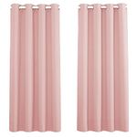 PONY DANCE Thermal Blackout Curtains for Girls Bedroom, Privacy Soundproof Drape Insulated Eyelet Blackout Curtain Window Decor for Nursery Room, Baby Kids Room, 46x54 inch, 2 Panels, Blush Pink