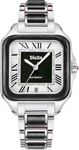 Diella Watches for Women Dial Is Inlaid with Emerald Jade, Crown with Sapphire and Square Features a Stylish Wavy Pattern, Waterproof, Date Luminous for Women Highend, Luxurious, Fashionable Gift (Silver)