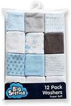 Big Softies Supersoft Spot Baby Washers for Boys 12 Piece Set, Blue, 12 Count