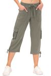 MoFiz Womens Hiking Capri Pants Lightweight Jogger Quick Dry Running Jogging Workout Cropped Sports Trousers with Multi-Pockets Grey-Khaki Size M