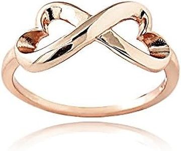 Hoops & Loops Rose Gold Flashed Sterling Silver Infinity Heart Polished Ring, Size 7