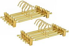 Amber Home Premium Matte Gold Aluminum Pants Hangers 10 Pack, 12.2” Extra Smooth & Durable Metal Skirt Slack Hanger, Light & Sturdy Metal Rack for Trouser with 2-Adjustable Non Slip Clips Swivel Hook