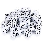 50 Pack of Bulk Six Sided Dice |D6 Standard 16mm |Great for Board Games, Casino Games & Tabletop RPGs| White- 50 Count