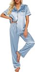 Ekouaer Silk Pjs Set Soft Two Piece