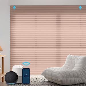 ZSTARR Motorized Shangri-La Shades Light Filtering Window Roller Shades Compatible with Alexa Google Remote Control Rechargeable Smart Sheer Blinds Customized Size (Khaki)