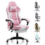 SUKIDA Gamers Choice Gaming Chairs Gaming Chairs for Adults 300lbs, Ergonomic Gamer Gamingchairs with Footrest Cool Pc Computer Comfy Leather Swivel Recliner Adjustable Backrest Massage Lumbar, Pink