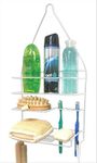 Bath Bliss Shower Head Caddy, 3 Tier Shelves, Soap Dish Holder, Toothbrush & Razor Slots, Wash Cloth & Luffa Hook, White