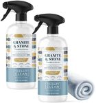 Therapy Granite Countertop Cleaner & Polish (2 Pack - With Microfiber) - pH Neutral Granite Cleaner for Marble, Soapstone, Quartz Cleaner, Stone Cleaner, Quartzite, Slate, Limestone, Corian, Laminate