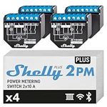 Shelly Plus 2PM - 16A | WiFi & Bluetooth 2 Channels Smart Switch with Power Metering | Home Automation | Roller Shutter Remote Control | Alexa & Google Home Compatibility | iOS Android App - 4 Pack