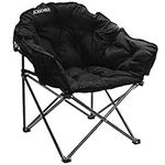 KHORE Sofa Chair Oversized Heavy Duty Steel Folding Camping Moon Saucer Chair with Carry Bag for Hiking, Camping (Black)