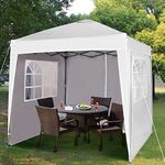 Pop-up Gazebo 2m x 2m With Sides Silver Protective Layer Waterproof Marquee Canopy (WS) (White)