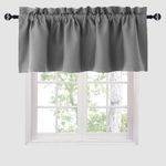 Hiasan Valance Curtains for Kitchen Blackout Therml Insulated Solid Window Curtain Valance, Grey, 42 x 18 inches, 1 Panel