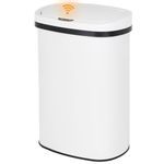 Ruesleag 13 Gallon Kitchen Trash Can Automatic Touch Free Garbage Can with Lid Stainless Steel Anti-Fingerprint Mute 50 Liter Waste Bin for Bedroom Home Office Trash Bin,White